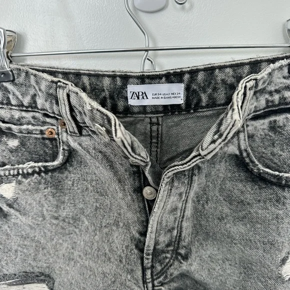Zara Grey Jean Shorts - Size 2 - Picture 3 of 7